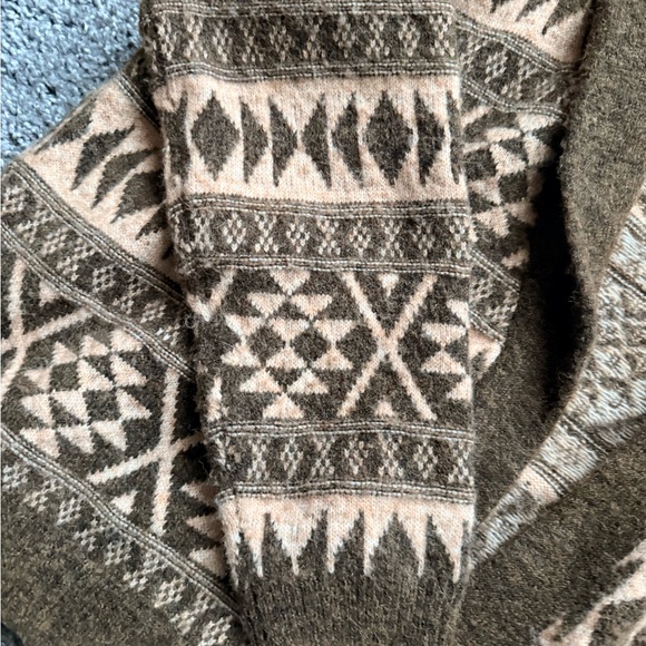 Lucky Brand Brown Western Shawl Collar Geometric Cardigan Size M - Picture 3 of 9
